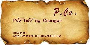 Páhány Csongor névjegykártya